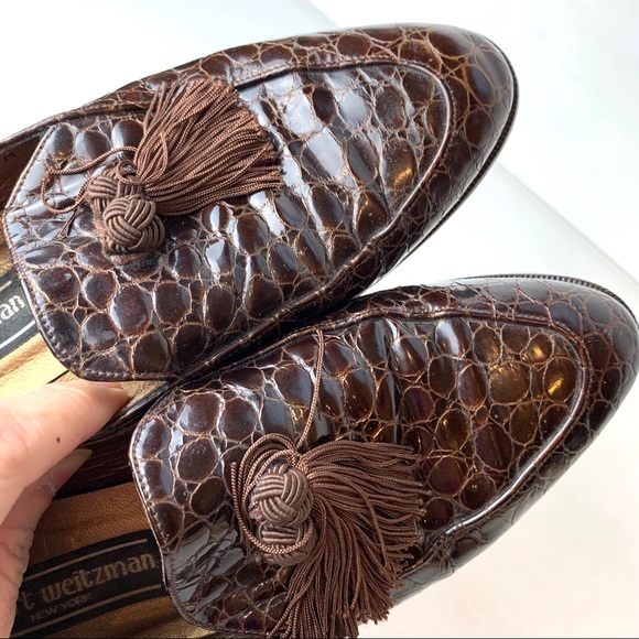 Stuart Weitzman Brown Crocodile Print Loafer 6.5M - Picture 5 of 8